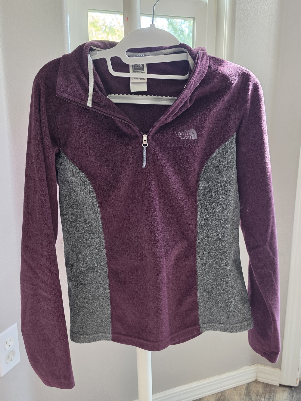 The North Face Women's Plum and Gray Half-Zip Fleece Pullover